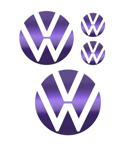 Image of IPG Decal Made for VW 2021 Passat Polo Tiguan Golf Rear /Front Emblem Logo Decals Stickers Set (4 Units) (Metallic Purple)