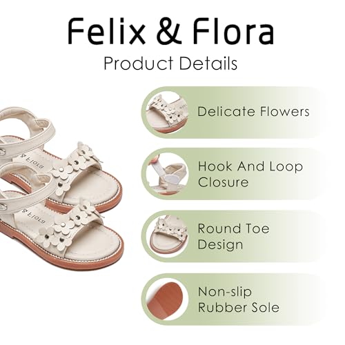 Image of Felix & Flora Toddler Girl Sandals - Little Girl Easter Dress Shoes Lightweight Open Toe Beach Holiday Flats