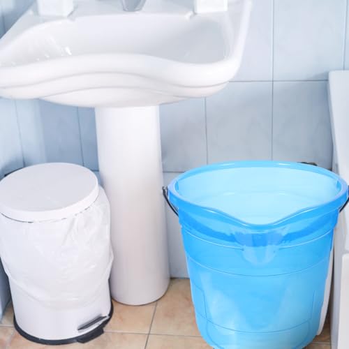 Cubo de plástico azul de 12L con asa resistente para pesca 6