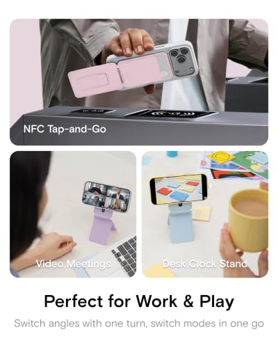 Image of MOFT Phone Tripod Wallet for iPhone, Mulit-Angles, Lightweight & Portable Phone Stand, MOVAS Vegan Leather Magnetic Wallet, Strong Magnets, NFC Card Holder,Travel Essential, Light Pink