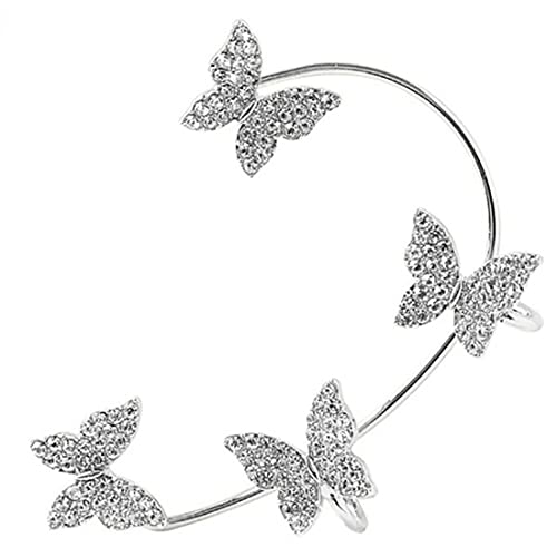 Boucles d'oreilles papillon en cristal Bramian sans piercing d'oreille Bling Clip boucles d'oreilles bijoux pour femmes et filles (B) Cover