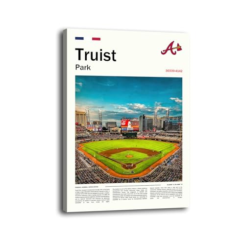 TruistPark Stadium Poster (L17 xW11 Wrapped Canvas) Atlanta Bay Ballpark Wall Art Print, Braves Retro Retro Sports Poster, Gift for Baseball Fans Supporters