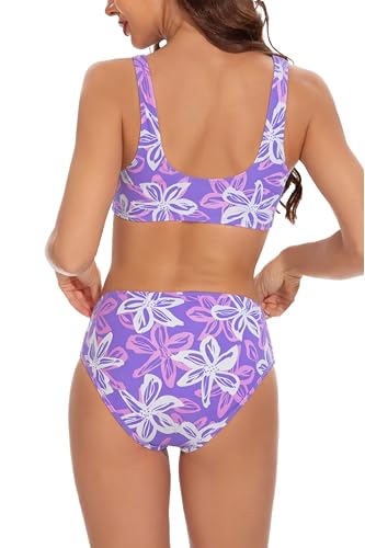 Image of Beautikini Period Swimwear Two Piece Menstrual Leakproof Sporty Bikini Sets Bathing Suit Period Swimsuit for Teen Girls