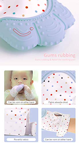 Baby Teething Mitten for Babies - Self-Soothing Pain Relief Teething Mitten & Glove for Teething Babies, Toddlers, Infants, Unisex - Natural Organic BPA Free Teething Mitt | 3+ Months (Blue)