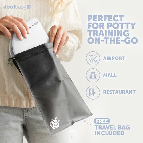 Image of Jool Baby Folding Travel Potty Training Seat for Toddlers, Fits Round & Oval Toilets, Non-Slip Suction Cups, Includes Free Travel Bag (White)