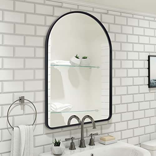 Andy Star Mirrors For Wall, 20X30 Mirror, Black Arched Mirror, Modern Black Vanity Mirror For Bathroom Arched Top Design Tube Iron Metal Frame 1’’ Deep Wall-Mounted Mirror Vertically #TOP2