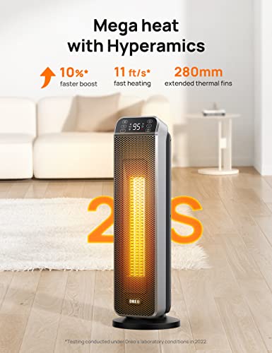 Dreo Space Heater, 24" 11Ft/S Fast Quiet Heating Portable Electric Heater With Remote, 3 Modes, Overheating & Tip-Over Protection, Oscillating Ceramic Heater For Bedroom, Office, And Indoor Use, Black #TOP1