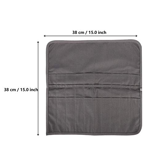 Image of GLOGLOW Storage Organizer Roll-Up Case Bag, Compact Portable Painting Tool Bag Gray Travel Brush Organizer for Artists Art Supplies Home or Studio Use