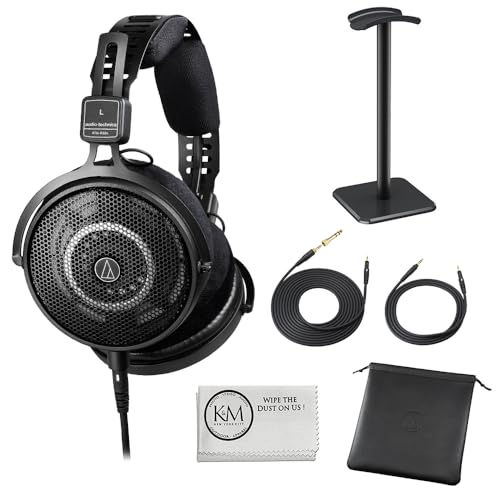 Audio-Technica ATH-R50x Open-Back Reference Headphones with Headphones Stand & Cloth (3 Items)