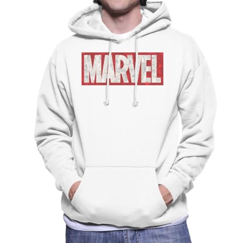 Image of All+Every Marvel Classic Comic Book Logo Men's Hooded Sweatshirt White