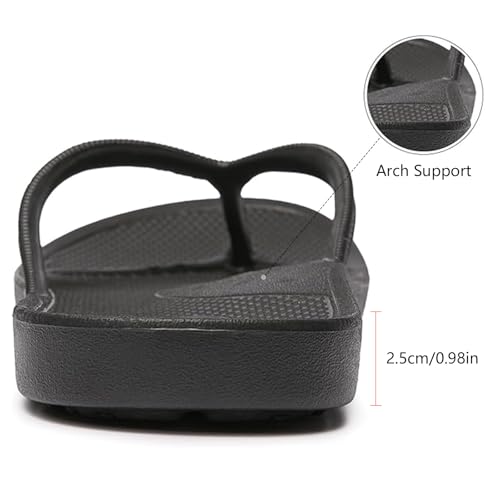 InfiniZer Arch Support Flip Flops Thick Sole Platform Sandals, Non-Slip Cushioning Thong for Women Men UK 3-10 (Black, Adult, Men, 8, Numeric Range, UK Footwear Size System, 9, Medium) - Image 4