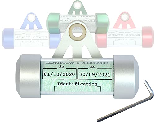 Porte Vignette Assurance Moto Tube, Accessoire Scooter/Moto Support De Vignette Assurance Etanche Gris ✯Marque FRANÇAISE UGOZEN✯ 50x30 mm d'affichage pour Moto/Scooter/Quad