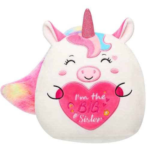 NIUBEHOHO Big Sister Gifts Unicorn Plush Pink Unicorn Stuffed Animal Toy with Rainbow Glitter Horn Soft Pillow for Girl Baby Shower Kids Birthday Gift 10 Inch