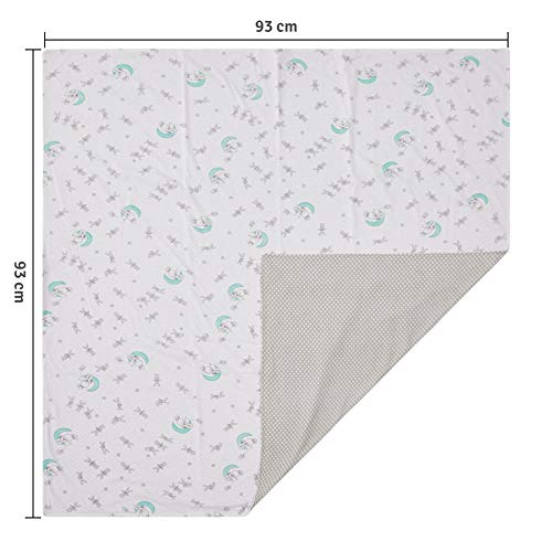 Manta papi malhas dupla face estampada 93cm x 93cm 01 un, Papi Textil, Cinza