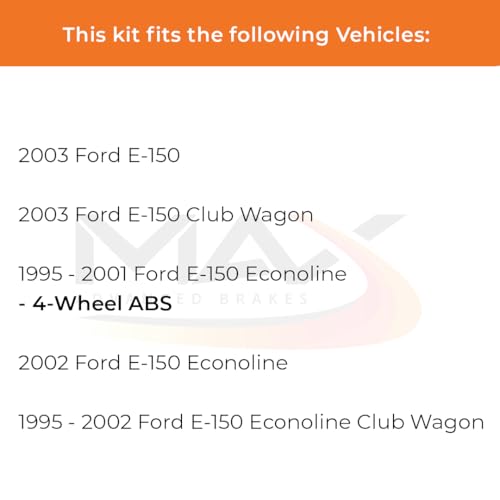 Image of Max Advanced Brakes Front Brake Kit Compatible With 1995-1998 1999 2000 2001 2002 2003 Ford E150 Econoline Club Wagon Replacement Premium OE Disc Brake Rotors and Ceramic Brake Pads