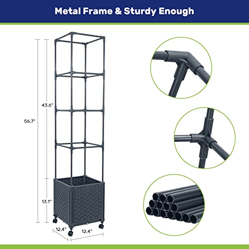 LINEX Raised Garden Bed Planter Box with Trellis, 56.7” Tomato Planters for Climbing Plants Vegetable Vine Flowers Outdoor Patio, Tomatoes Cage w/Self-Watering & Wheels - Image 5
