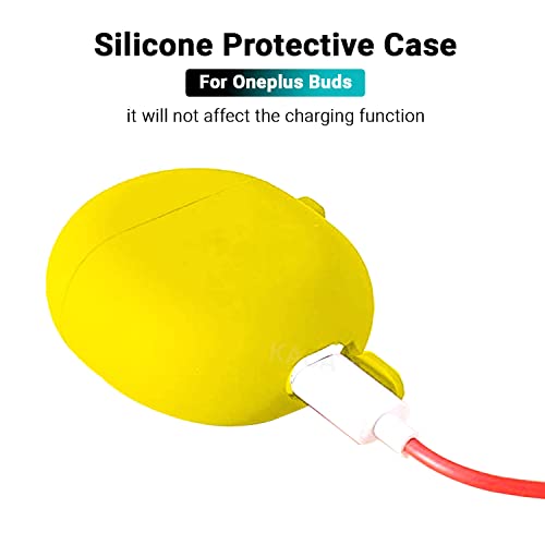 Image of KACA Protective Shockproof Silicone Cover Case with Buckle Compatible with OnePlus Buds (Yellow)