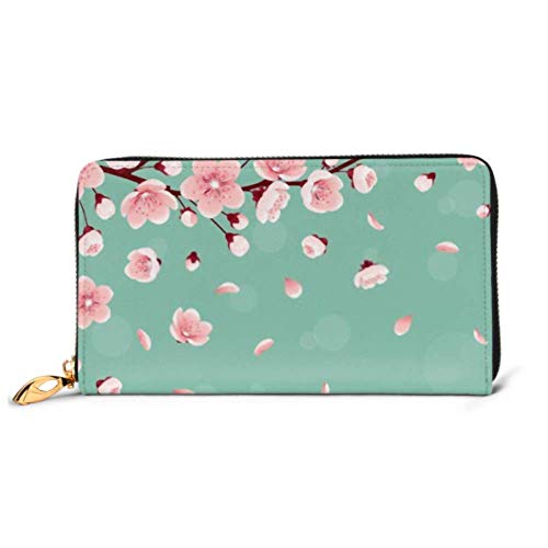 Preisvergleich Produktbild JHGFG Mode Handtasche Reißverschluss Brieftasche Horizontale Vorlage Kirschblüte Frühlingsblumen Telefon Kupplung Geldbörse Abendkupplung Blockieren Leder Brieftasche Multi Auto