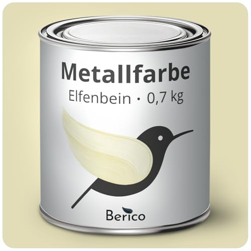 Berico Metallfarbe - Elfenbein Beige Sand - 0,7 Kg - 4in1 Premium Metallschutzlack - Direkt auf Rost - Für Stahl, Zink, Aluminium, Kupfer und Eisen