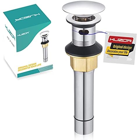 KUZOR 1 PCS Bathroom Sink Drain Assembly Pop Up Drain with Overflow Stainless Steel Chrome for Vessel Vanity with Detachable Built-in Anti-Clogging Strainer Cover