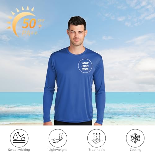 Custom Mens Long Sleeve T-Shirt, Dry-fit CustomTee. Design Your Shirt Long Sleeve, Moisture Wicking UPF Sun Protection Shirts.2