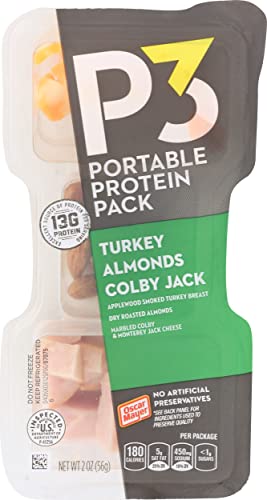 P3 Portable Protein Pack Turkey, Almonds, Colby Jack Cheese, 2 oz Tray