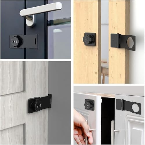 Miniatura 7 de Cerradura De Combinación De Puerta Gabinete,Cerradura De Seguridad 3 Dígitos Con Tornillo,Cerradura Mecánica Con Contraseña,Cerradura De Privacidad Para Puertas Armarios Granero Garaje 2pcs Nero