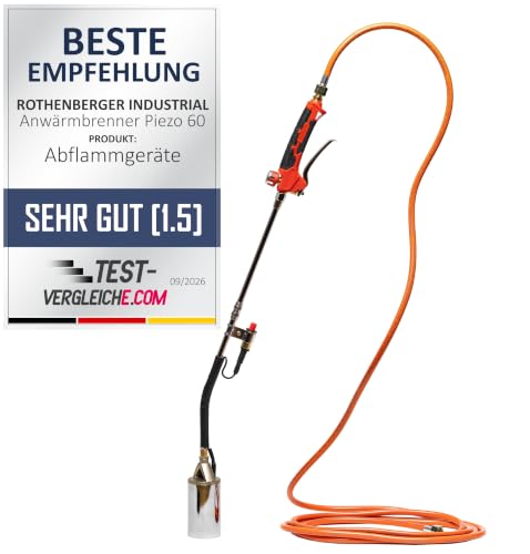 ROTHENBERGER Industrial 2teiliger Anwärmbrenner Piezo 60 inkl. 5 m Propangasschlauch...