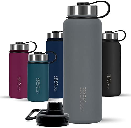 720°DGREE Edelstahl Trinkflasche 1200ml “noLimit” - Hält 12h Heiß, 24h Kalt | Auslaufsicher bei Kohlensäure, BPA-Frei, Robust - Große Thermosflasche mit Sportdeckel für Sport, Fitn