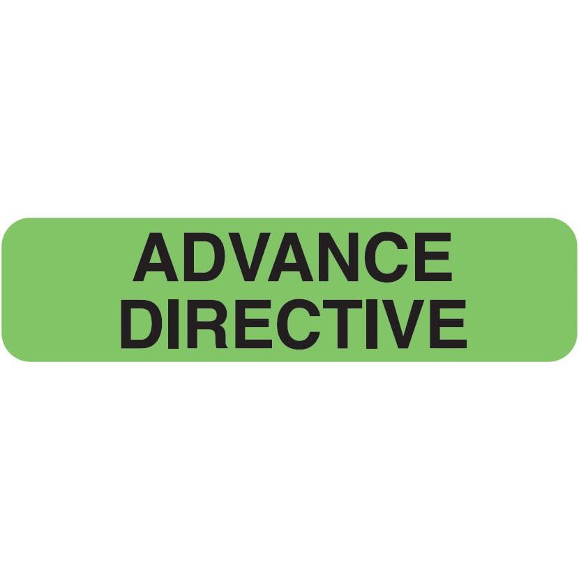 Advance Directive Label for Patient Charts 1-1/4" x 5/16" Fluorescent Green Permanent Adhesive for File Tagging 500 Stickers/Box, Doctor Stuff