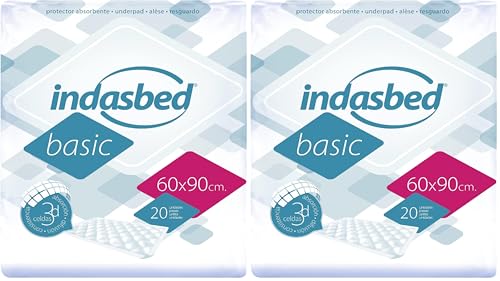 Indasbed Basic Protector Cama, 60 x 90 cm - Color Blanco, 20 Unidades (Paquete de 2)