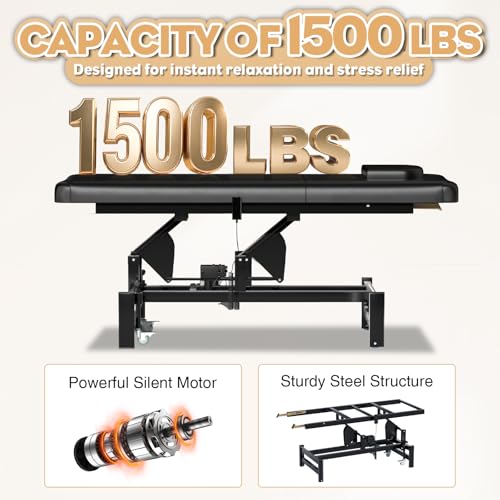 kaiwrxin Fully Electric Massage Table with Lift, 1500lbs Capacity - Professional Adjustable Facial Bed for Estheticians, Spa & Waxing, Heavy-Duty 550lbs Capacity 2r1