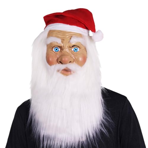 Funjoyz Masque de Noël,Masque de Père Noël,Masque de Noël en Latex,Masque de Noël Adulte Nouvelle Année fête d'école de Mascarade de Carnaval Cosplay