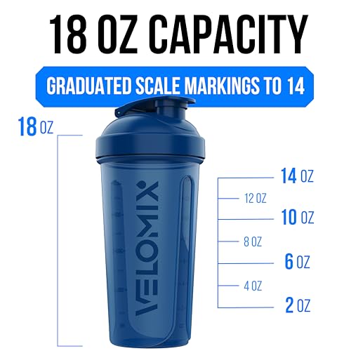 Image of VELOMIX 3 Pack 14 oz Protein Shaker Bottle for Mixes - 1 Wire Whisk Ball | Stackable Leak Proof Cups | Dishwasher Safe, BPA-Free