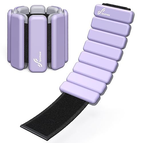 Sportneer Juego de 2 mancuernas de peso portátiles (0,5 kg y 1 kg) para hombre y mujer, conjunto de peso para el tobillo, para yoga, danza, color morado