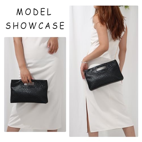 Emprier Clutch Purse for Women Faux Leather Evening Bags With Chain,for Prom Cocktail Wedding - Image 3