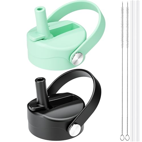 Straw Lid for Hydro Flask Wide Mouth, Lids with Straw for Hydroflask 12 16 18 20 32 40 oz Wide Mouth, Replacement Straw Cap for Hydroflask, Top Sport Bottle Lid (Black/Alpine)