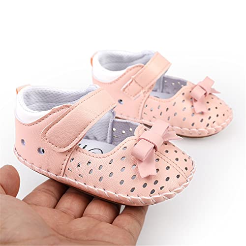 Image of HsdsBebe Baby Boys Girls Pu Leather Hard Bottom Walking Sneakers Toddler Rubber Sole First Walkers Infant Cartoon Slippers Crib Shoes(12-18 Months)