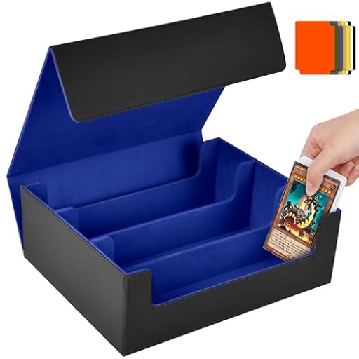 Aolso Caja de Barajas para Cartas，Deck Box para 2400+ PTCG Cartas sin Fundas，Flip Caja de Almacenamiento de Tarjeta con 8 Card Dividers，para MTG TCG PTCG para Coleccionar e Intercambiar （Negro y Azul） | Ya disponible en tu tienda friki favorita! En mundofriki.es!