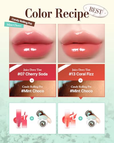 Image of dasique Candy Rolling Pot #Mint Choco | Lip & Cheek Gloss Balm | Lip & Cheek Balm | Sheer Glossy Finish | Moisturizing Balm Texture | Buildable Color | Korean Makeup | Vegan