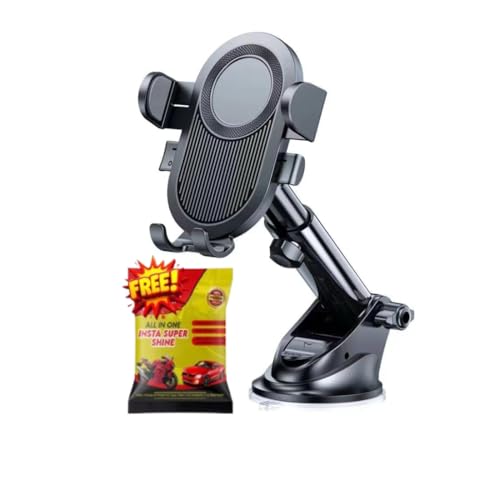 Image of Car Mobile Holder for Car Windshield /Dashboard | Travel Stand for All Smartphone (Orange-Long Neck Holder)