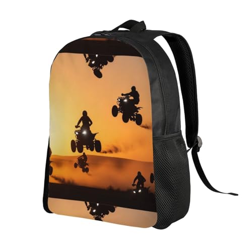 Lightweight Outdoor Hiking Backpack for Men and Women, Ideal for Travel, Camping, Trekking (Silhouette Atv Or Quad Bikes Jump In The Sunset)2