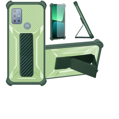bojioderf Funda para Motorola Moto G20 Funda Carcasa Case Cover [con Protector de Pantalla de Cristal Templado] Híbrida [Soporte Plegable Magnético] [Esmerilado antihuellas] Verde