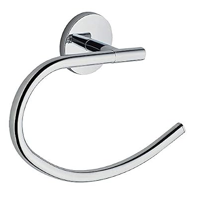 Kibath 324664 Toallero de Anilla de diseño. Fabricado en Acero Inoxidable y Acabado en Cromo Brillo. con Dos Opciones de colocación, Adhesiva o con Tornillos