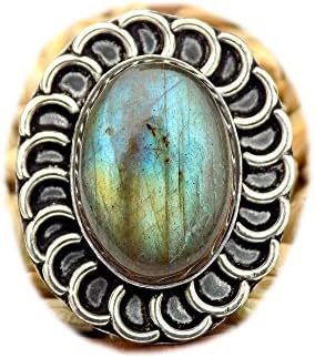 Labradorite Ring, Silver Plated Ring, Handmade Ring, Women Jewelry, Adjustable (Size- 8 USA) BRS-11794 image 3