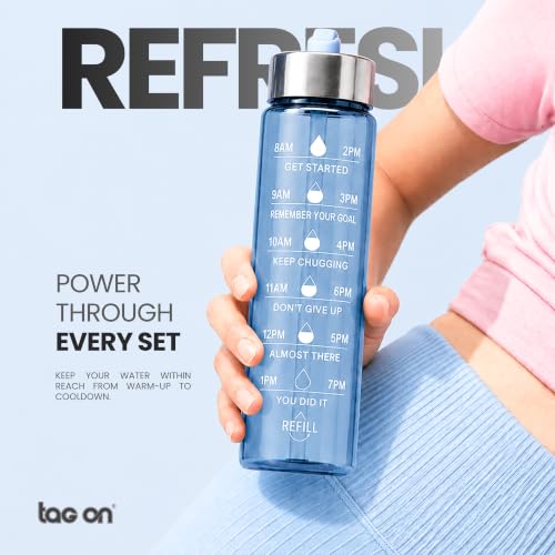 TAG ON Set of 3 Transparent Water Bottle 2000ML, 900ML, 300ML with Motivational Time Marker | Leak Proof&Break-Proof | Best Usage For Office/School/Gym/Travel Water Bottle - Image 5