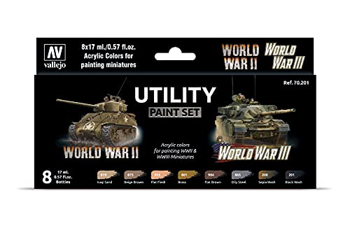 Vallejo VAL70201 Farb II & World War III AV Model Color Utility Paint Set (8), Various, 17 ml (Pack of 8)