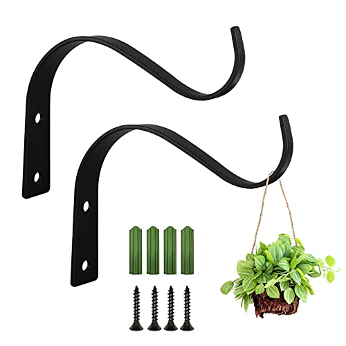 11,4 cm biegbare S-Form Wandbehang Korb Halterungen, 2 Stück Wandbehang Blumentopfhalter Haken Eisen Pflanzen Kleiderbügel Halter Balkon Home Dekoration Lagerung Haken für draußen Blume (schwarz) Cover