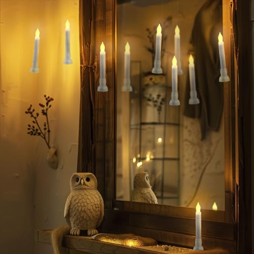 Homemory 12 Pcs Hanging Floating Candles with Wand Remote, Magic Deco, Warm White LED, Battery Included