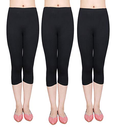 IRELIA 3 Pack Modal Girls Leggings Capri Solid Pant for School/Holiday 01 XL Black/Black/Black - image 5